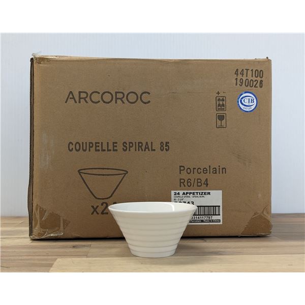 Arcoroc 3-1/4oz Appetizer Spiral Porcelain Bowls, R0743 - Lot of 24