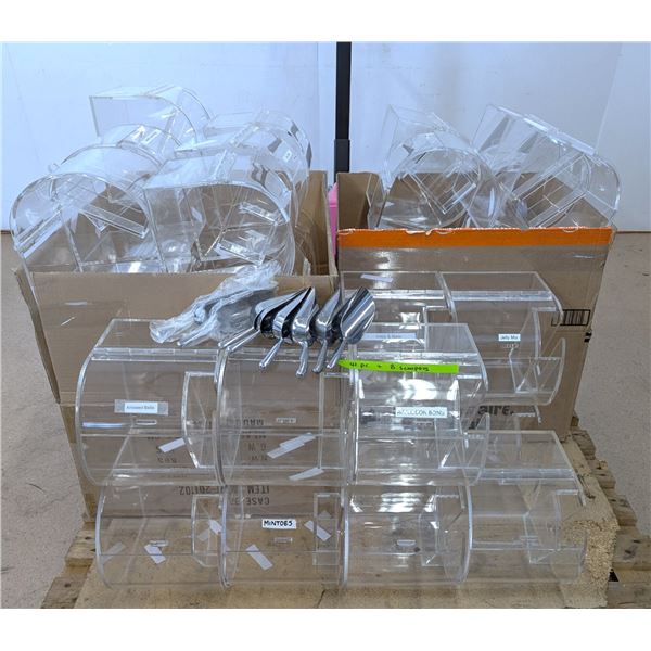 Clear Acrylic Candy Dispensers W/Scoops - Lot of 41