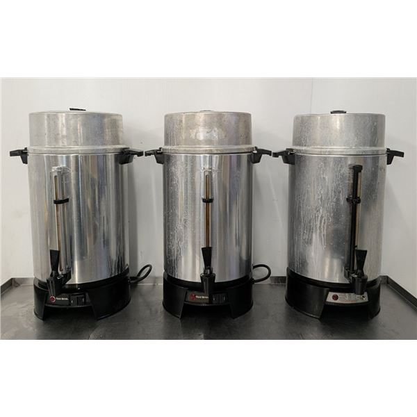 West Bend 33600 Highly Polished Aluminum Coffee Urn - Lot of 3