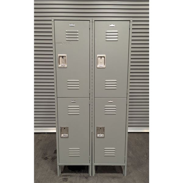 Global Industrial Lockers 18" x 18" Metal 2 Door Storage Lockers - Lot of  2