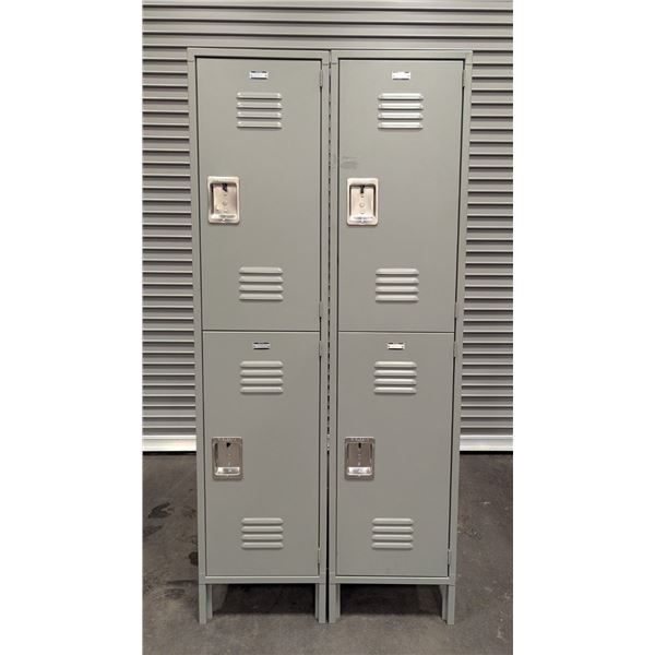 Global Industrial Lockers 18" x 18" Metal 2 Door Storage Lockers - Lot of  2