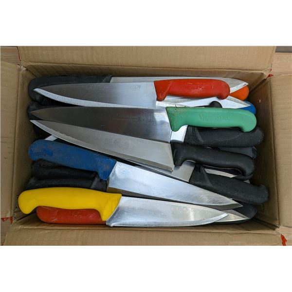 Box of Used, Sharpened Cook Knives, Color Handles - Lot of 60 (1 Case)