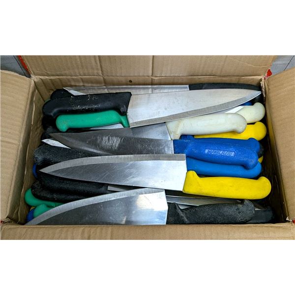 Box of Used, Sharpened Cook Knives, Color Handles - Lot of 60 (1 Case) | L3/Box2