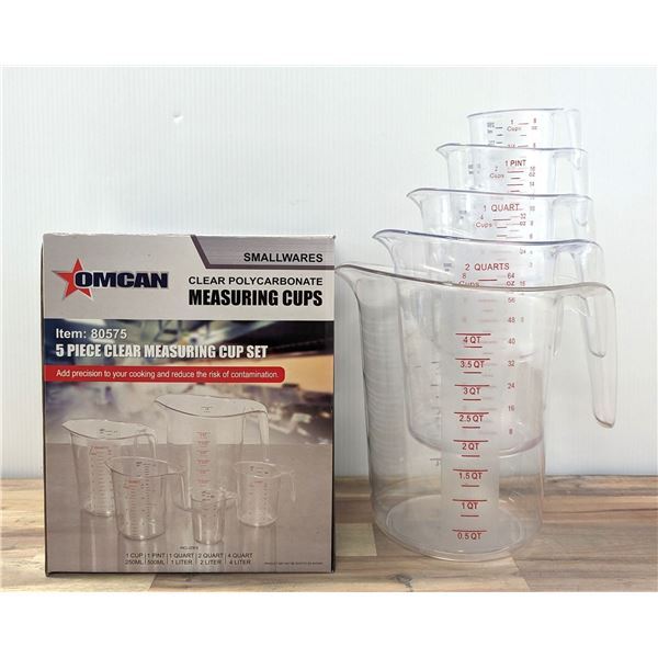Clear Polycarbonate Measuring Cup Set, Omcan 80575 - Lot of 5pcs