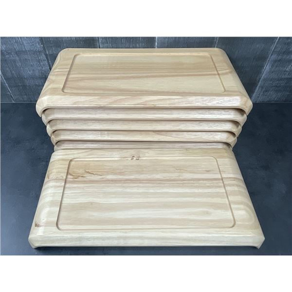 Mekkano 17-3/4" x 4-5/8" Wooden Serving Trays, Arcoroc L9585 - Lot of 6