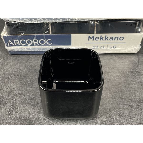 Mekkano 2-7/8" Black Square 7oz Bowls, Arcoroc N6652 - Lot of 24