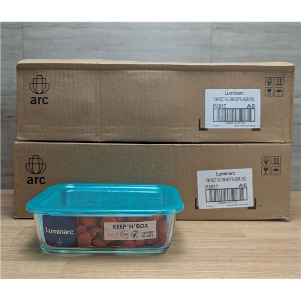 1.22L Glass Rectangular Keep N Boxes, Arcoroc P5517 - Lot of 12 (2 Cases)