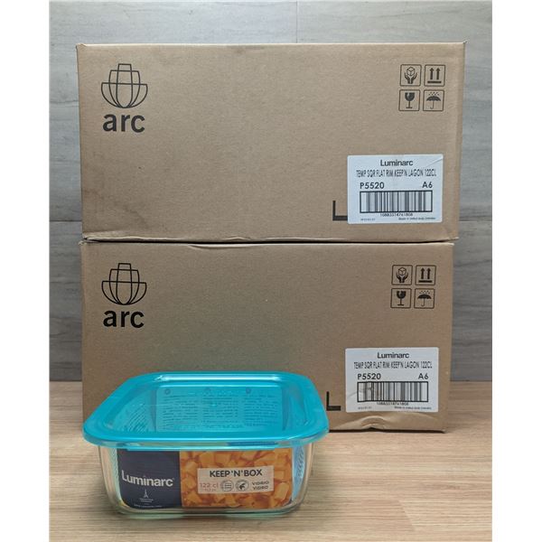1.22L Glass Square Keep N Boxes, Arcoroc P5520 - Lot of 12 (2 Cases)