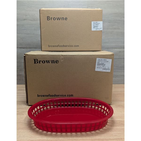 Oval Fast Food Baskets, Red, Browne 496FR - Lot of 36