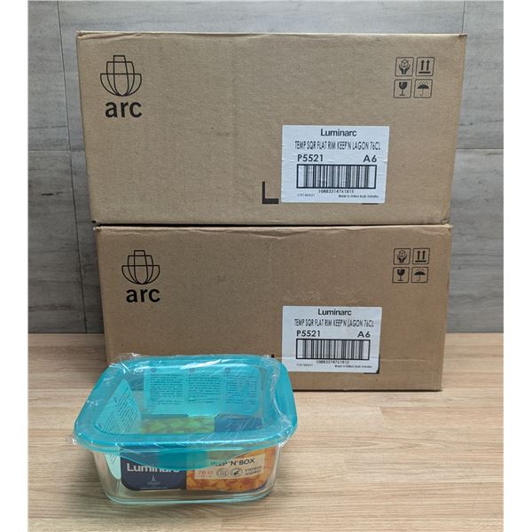 760ml Glass Square Keep N Boxes, Arcoroc P5521 - Lot of 12 (2 Cases)