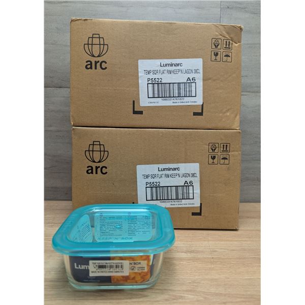 380ml Glass Square Keep N Boxes, Arcoroc P5522 - Lot of 12