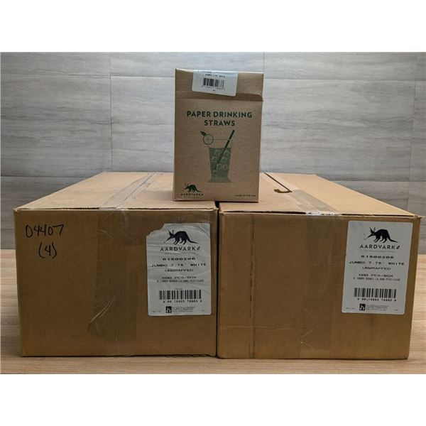 Aardvark Unwrapped Jumbo 7-3/4" White Straws - Lot of 9600 (2 Boxes)