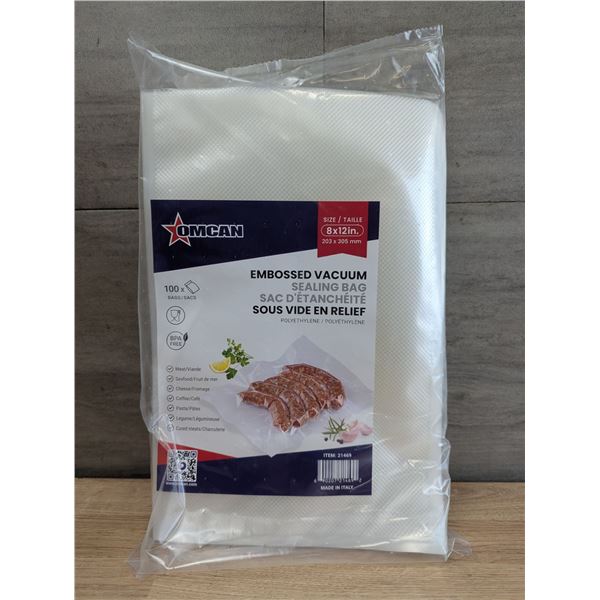 8" x 12" Embossed Vacuum Bags, Omcan 21469 - Lot of 100