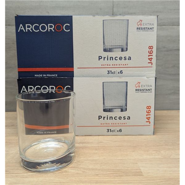 10.25oz Princesa Old Fashioned Glasses, Arcoroc J4168 - Lot of 12 (2 Boxes)