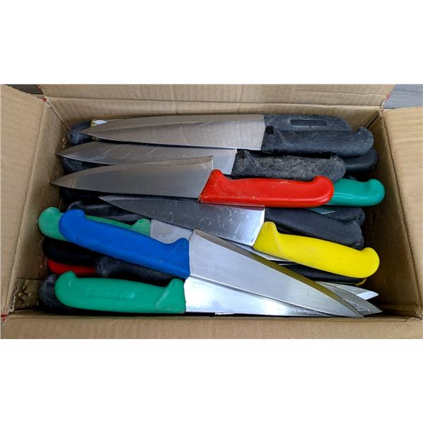 Box of Used, Sharpened Cook Knives, Color Handles - Lot of 60 (1 Case)