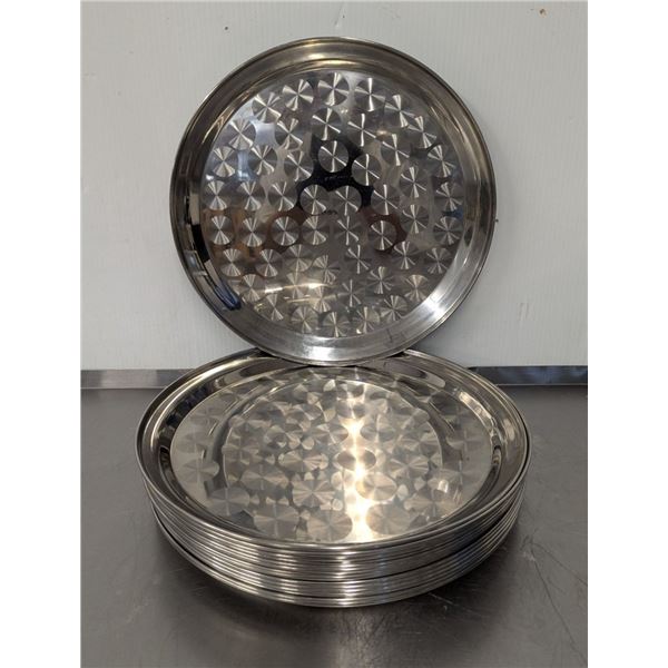 14" Dia Stainless Steel Round Trays - Lot of 15