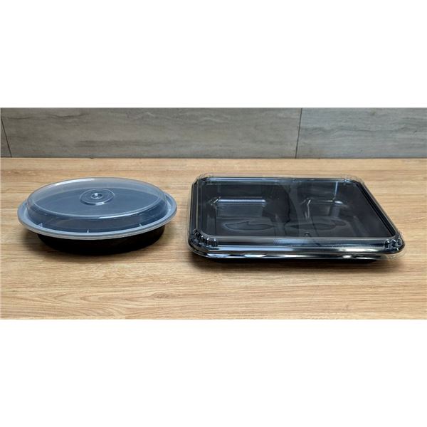 12oz Oval Combo Pack & 2 Compartment Food trays w/Lids