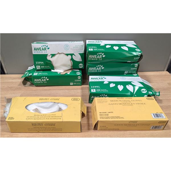 Assorted Size Gloves - Lot of 8 Boxes