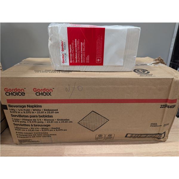 Gordon Choice Beverage Napkins 500 Count - Lot of 8 (1 Case) | EC3