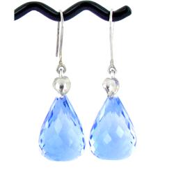 53.85ct Exquisite Earrings Briolette Swiss Blue Topaz  (JEW-1586)