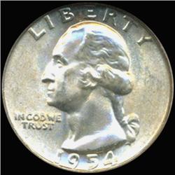 1954 Washington 25c Silver Quarter Coin Graded GEM (COI-6828)