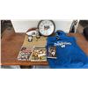 Image 1 : Vintage Winnipeg Blue Bombers Lot: Grey Cup, Program Coin, Clock, XL Hoodie, Youth Jersey