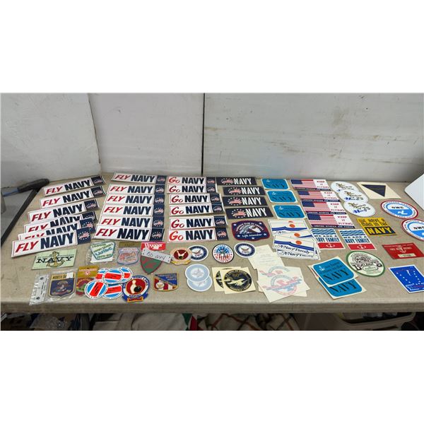 Vintage US Navy Bumper Stickers, Decals, and Patches Lot, Vietnam War Era