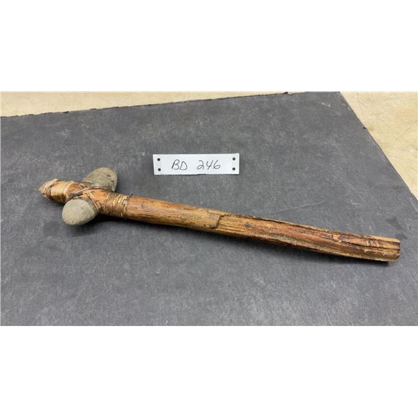 Vintage First Nations Child's Tomahawk with Stone Head and Wood Handle