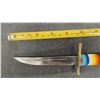Image 3 : Vintage First Nations Hunting Knife with Beaded Handle and Fringed Suede Sheath