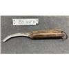 Image 1 : Antique Fixed Blade Curved Billhook Skinning Hawksbill Knife with Wooden Handle and Lanyard Ring