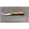 Image 5 : Antique Fixed Blade Curved Billhook Skinning Hawksbill Knife with Wooden Handle and Lanyard Ring