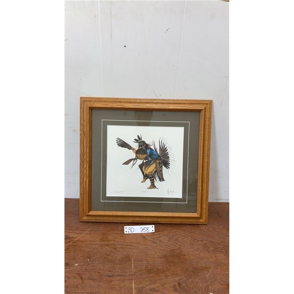 Vintage First Nations Cyril Assiniboine Numbered And Signed Framed PrInt With COA, 19.5” x18.5”
