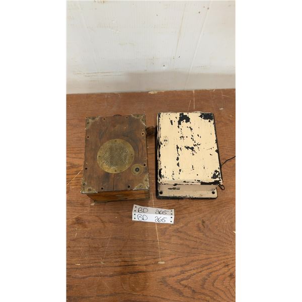 2 Antique Railroad Lineman Railway Wooden Call Box Telephones