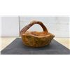 Image 1 : Vintage Hand-Carved Burl Wood Basket With Handle, 14” x 13” x 10” High