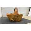 Image 6 : Vintage Hand-Carved Burl Wood Basket With Handle, 14” x 13” x 10” High
