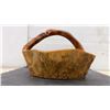 Image 8 : Vintage Hand-Carved Burl Wood Basket With Handle, 14” x 13” x 10” High