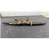 Image 2 : Vintage First Nations Inuit Soapstone Carving of Hunter in Kayak With Accessories, Signed in