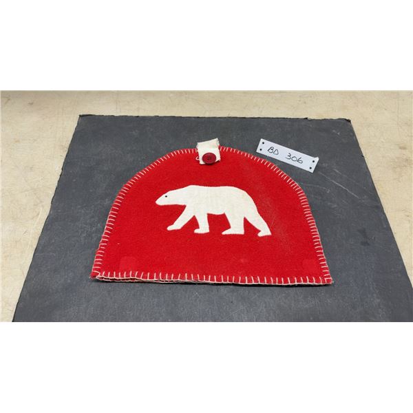 Vintage Inuit Trade Wool Hat with Polar Bear Appliqué