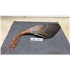 Image 1 : Vintage Feather Smudging Fan with Leather Fringed Handle, 25” Tall