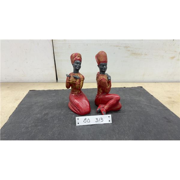 Vintage Mid-Century Devonware Blackmore Hand-Painted Figures, 7 1/2” Tall