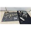 Image 1 : Assorted Silverplate Flatware: Serving Ware, Salt, Pepper Shakers, Candlestick Holders