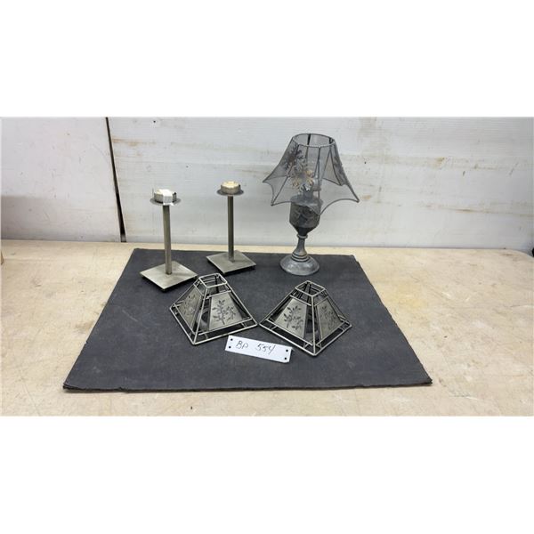 Metal Candle Holders and Shades, and Table Candle Lamp
