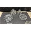 Image 3 : Cut Crystal and Glassware Lot: Two Covered Butter Dishes, Divided Dish, Two Creamers, Sugar Bowl