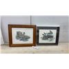 Image 1 : Two Framed Wildlife Pictures: Balke Green-Winged Teal and Quail in Snow Scene, Largest 15 × 18”
