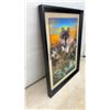 Image 3 : Two Framed Artworks: Pen and Ink Drawing of Coastal Scene and 3D Wolf Pack Picture, Largest