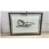 Image 5 : Two Framed Artworks: Pen and Ink Drawing of Coastal Scene and 3D Wolf Pack Picture, Largest