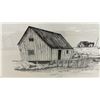 Image 6 : Two Framed Artworks: Pen and Ink Drawing of Coastal Scene and 3D Wolf Pack Picture, Largest