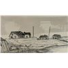 Image 7 : Two Framed Artworks: Pen and Ink Drawing of Coastal Scene and 3D Wolf Pack Picture, Largest