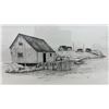 Image 9 : Two Framed Artworks: Pen and Ink Drawing of Coastal Scene and 3D Wolf Pack Picture, Largest