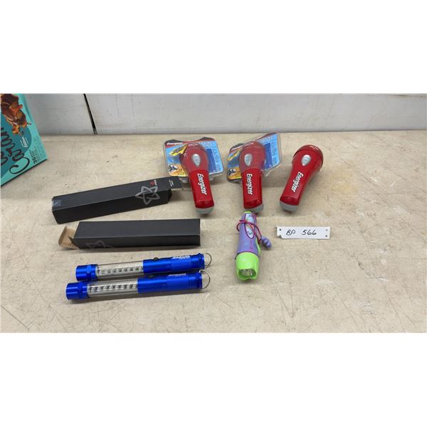 Energizer Easy to Find Flashlights, 2 New in Pkg and 1 Loose; 2 Blue LED Lights;